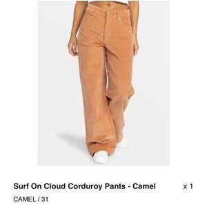 Roxy NWT Surf on cloud corduroy stretch pants Size 31 Camel brown